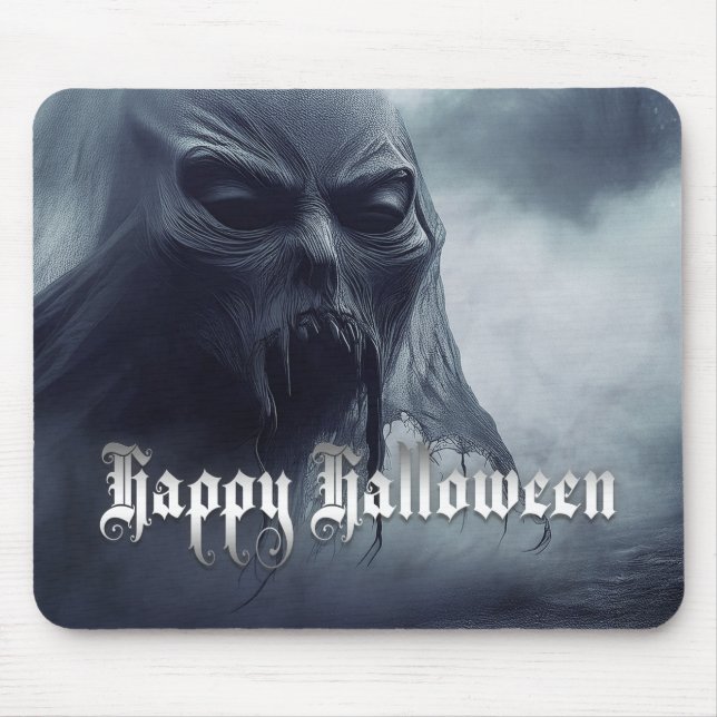 Mousepad Fantasma preto em uma paisagem infernal - Hallowee (Frente)