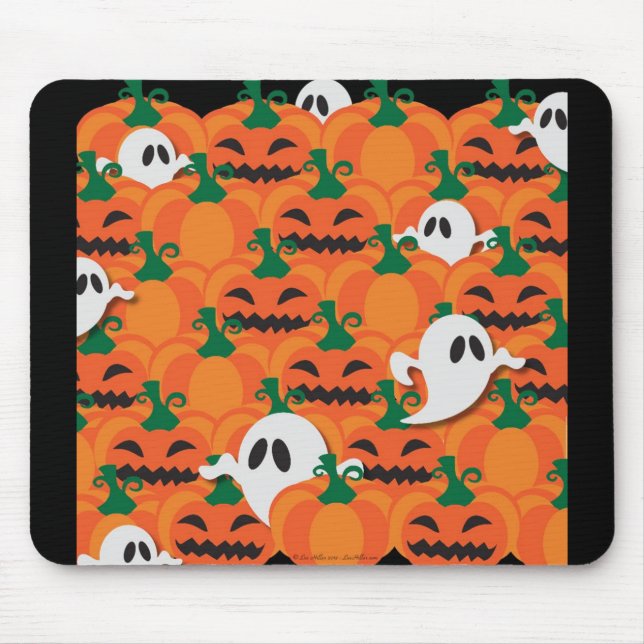 Mousepad Fantasmas de Abóbora de Halloween Assombrados (Frente)