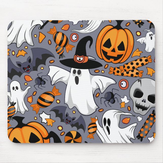 Mousepad Fantasmas Spooky e Monstros Cute Assustadores (Frente)
