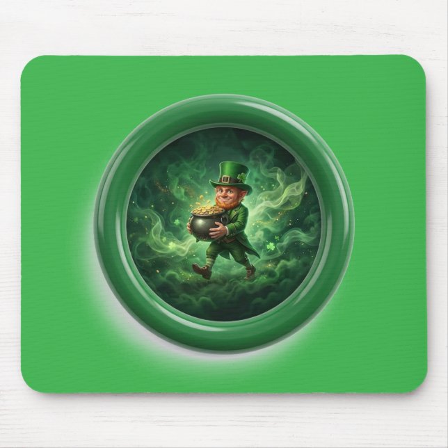 Mousepad Fantasy Image Leprechaun Carrying Pot Of Gold (Frente)