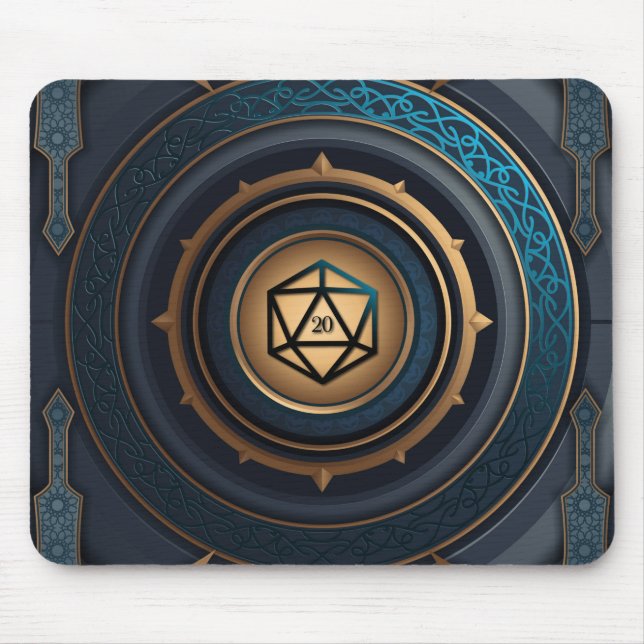Mousepad Fantasy Polyhedral D20 Dice Tabletop RPG (Frente)