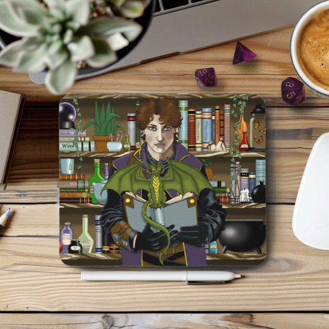 Mousepad Fantasy Wizard Livros Poções de Dragões (Criador carregado)