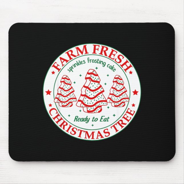 Mousepad Farm Fresh Christmas Tree Cakes Retro Xmas Tree Fa (Frente)
