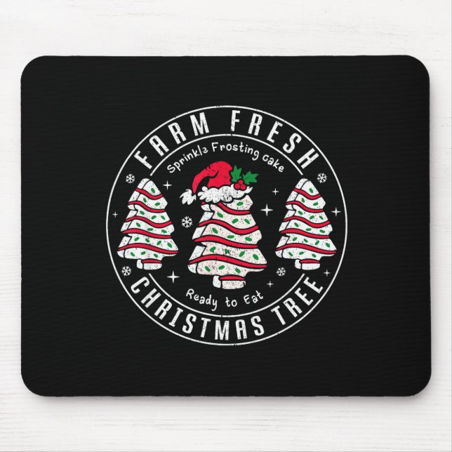 Mousepad Farm Fresh Christmas Tree Cakes Retro Xmas Tree Fa (Frente)