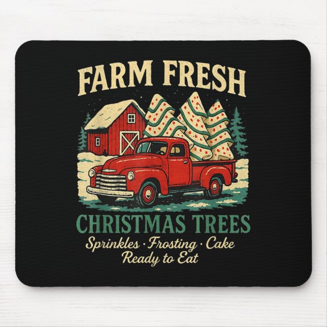 Mousepad Farm Fresh Debbie Christmas Cake Retro Red Truck H (Frente)