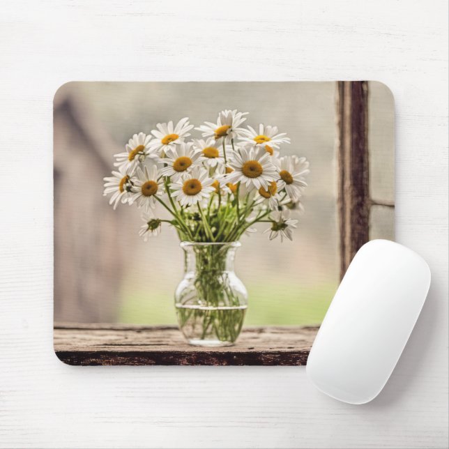 Mousepad Farmhouse Daisy Buquê Na Janela (Com mouse)