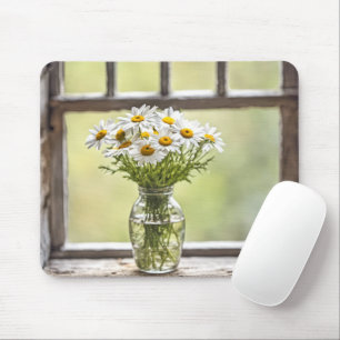 Mousepad Farmhouse Daisy Buquê Na Janela