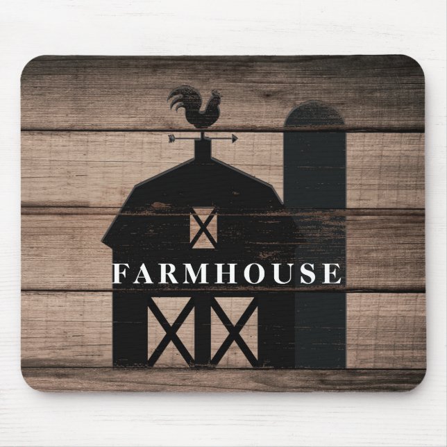 Mousepad Farmhouse Rustic Weathered Wood Black Barn Country (Frente)