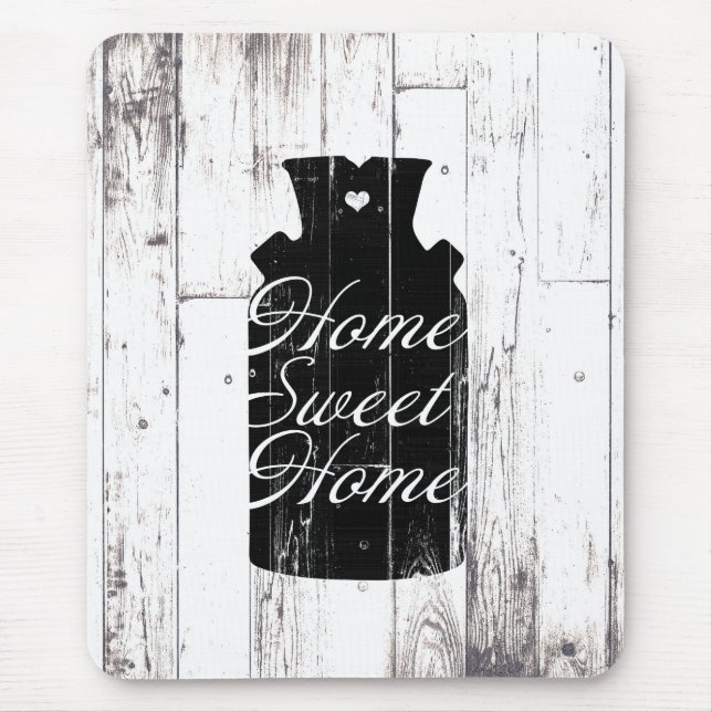 Mousepad Farmhouse White Wood Rustic Milk Jug Home Sweet (Frente)