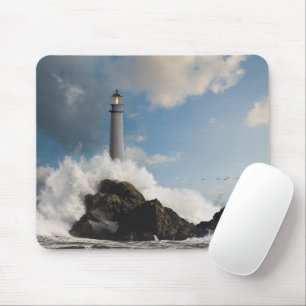 Mousepad Faróis Farol Com Ondas De Cruzamento