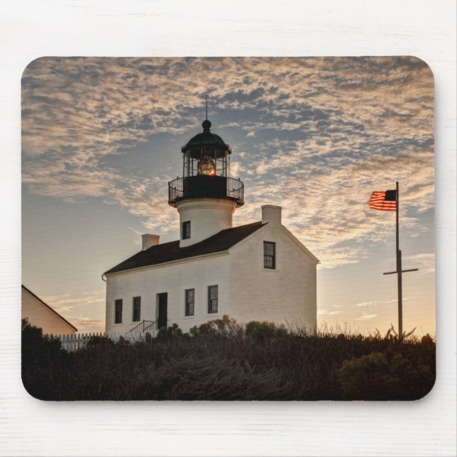 Mousepad Farol ao pôr do sol, Califórnia (Frente)