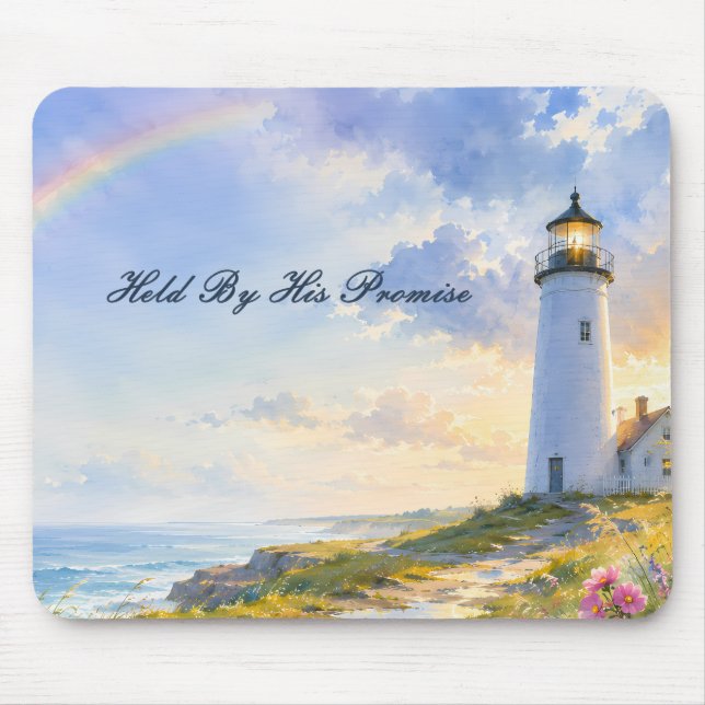 Mousepad Farol Arco-íris Aquarela Costeira (Frente)
