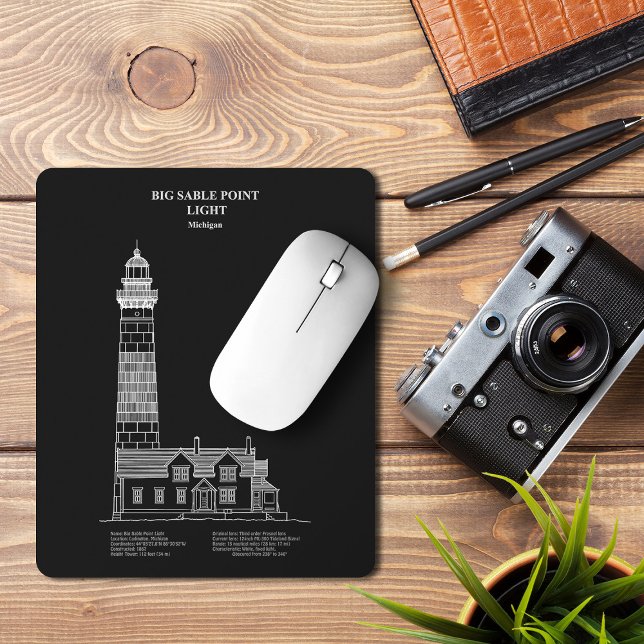 Mousepad Farol Big Sable Point - Michigan – PD (Big Sable Point Lighthouse - Michigan – PD. Mouse Pad)