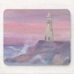 Mousepad Farol Bluff Costeiro Com Céu Rosa