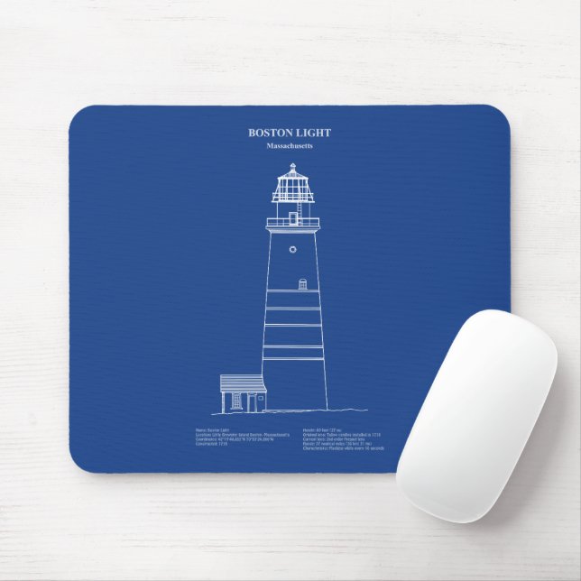 Mousepad Farol de Boston Light - Massachusetts - AD (Com mouse)