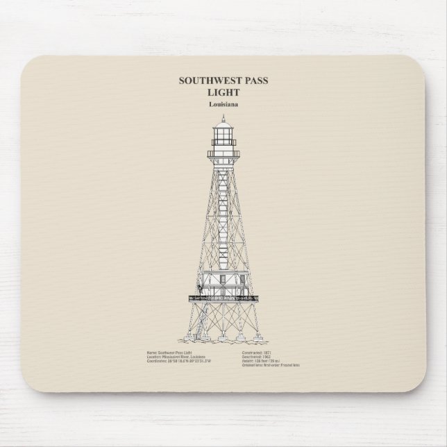 Mousepad Farol de passagem sudoeste - Louisiana - SBD (Frente)