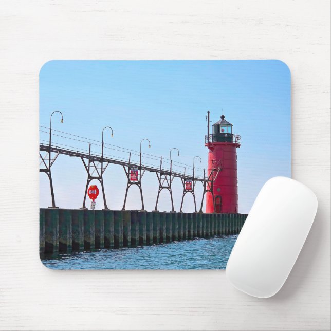 Mousepad Farol do Michigan Red South Haven (Com mouse)