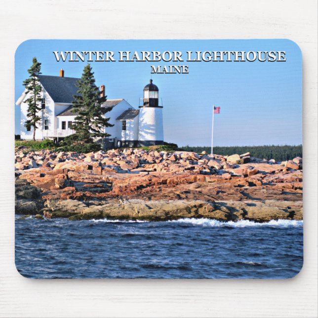 Mousepad Farol do Porto de inverno, Maine (Frente)