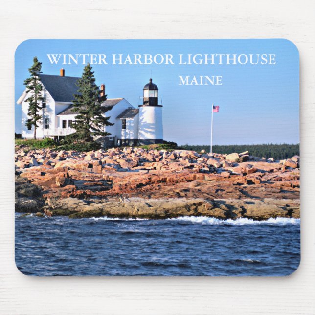 Mousepad Farol do Porto de inverno, Maine (Frente)