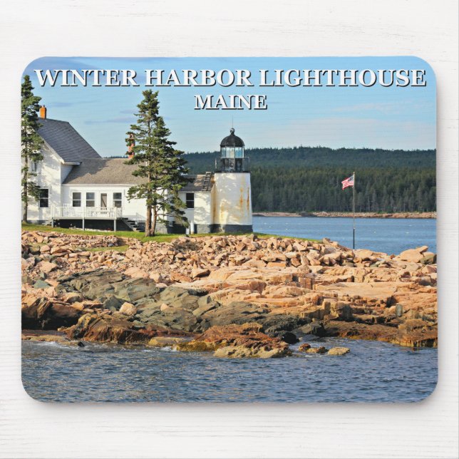 Mousepad Farol do Porto de inverno, Maine (Frente)