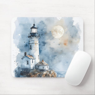 Mousepad Farol iluminado na costa rochosa