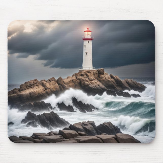 Mousepad Farol Nas Rochas Do Oceano (Frente)