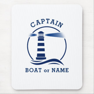 Mousepad Farol náutico Capitão e Barco ou Marinho