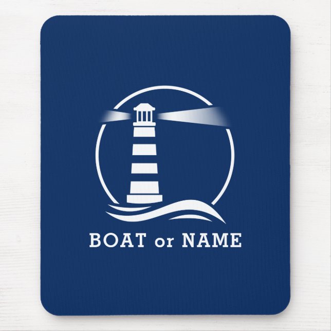 Mousepad Farol náutico O seu barco ou Marinho de nome (Frente)