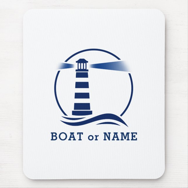 Mousepad Farol náutico Seu Barco ou Nome Azul (Frente)