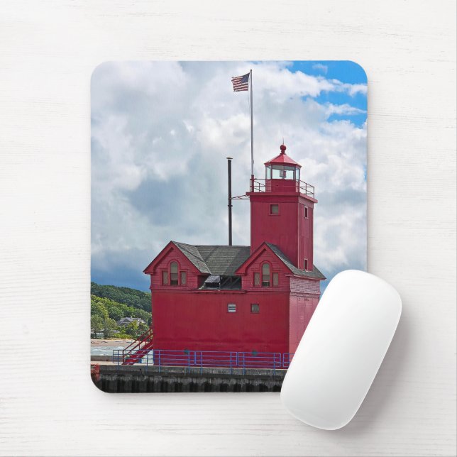Mousepad Farol Vermelho Grande Holandês Michigan (Com mouse)