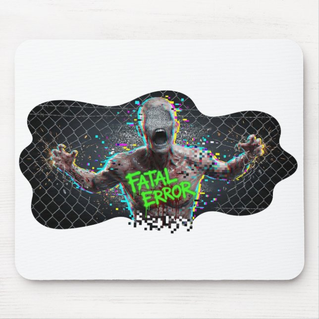 Mousepad Fatal Error – Glitch Zombie Cyber Horror (Frente)