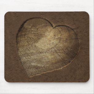 Mousepad Fatia cinzelada rústica do carvalho do coração