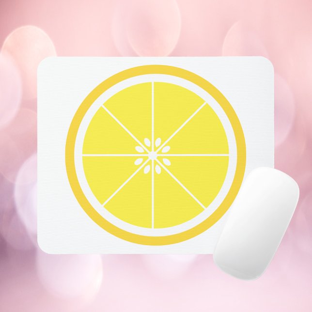 Mousepad Fatia de Limão Amarelo (A mousepad with a yellow lemon slice.)