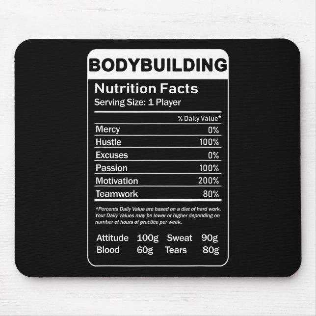 Mousepad Fatos de Nutrição para Fisiculturismo  (Frente)
