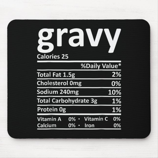 Mousepad Fatos Nutricionais da Molho Funny Dia de Ação de G (Frente)