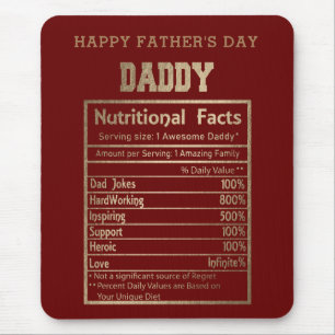Mousepad fatos nutricionais do pai Pasta do rato do dia de