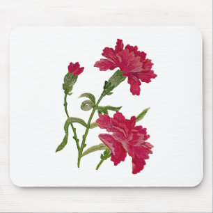 Mousepad Faux Embroborado Cravos Vermelhos