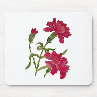 Mousepad Faux Embroborado Cravos Vermelhos