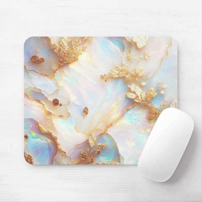 Mousepad Faux Holographic Iridescente Opal Crystal Fantasy (Com mouse)