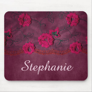 Mousepad Faux Lace floral roxo