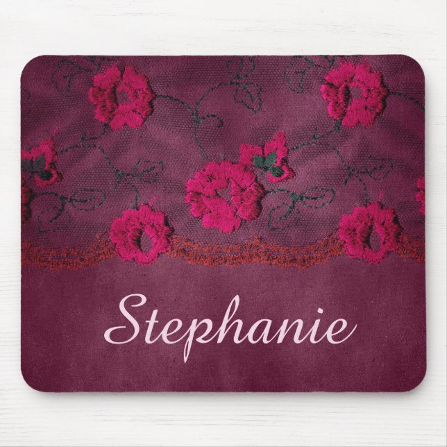 Mousepad Faux Lace floral roxo (Frente)