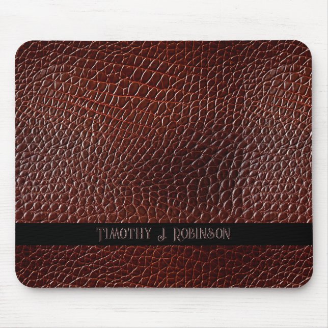 Mousepad Faux Leather Brown Personalizada Emboscada (Frente)