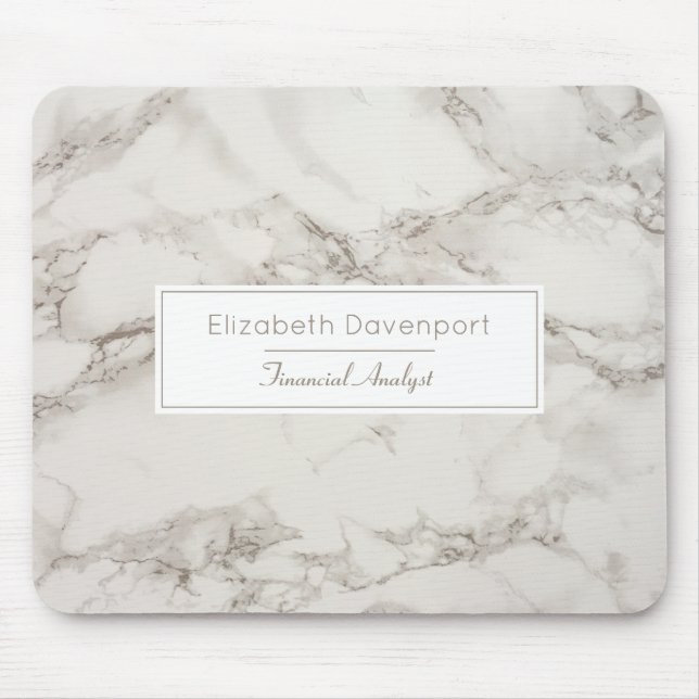 Mousepad Faux Marble Alabaster Taupe Tan Modern (Frente)