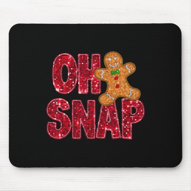 Mousepad Faux Sequins Oh Snap Christmas Gingercake Family (Frente)