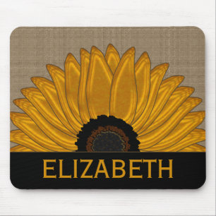 Mousepad Favores Rustic Country Burlap Sunflower Wedes