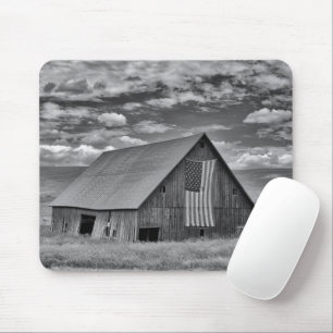 Mousepad Fazendas Cena BW American Flag Barn