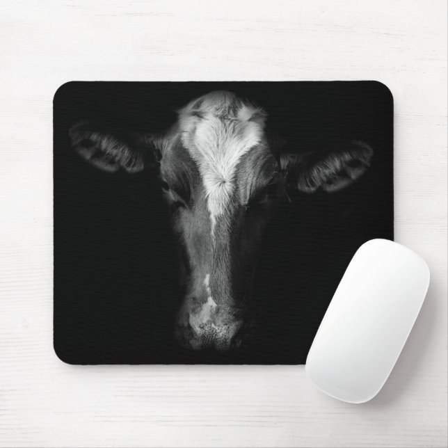 Mousepad Fazendas | Foto Da Cabeça De Vaca B&W (Com mouse)