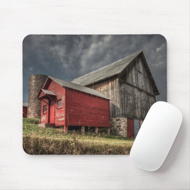 Mousepad Fazendas | Red Wooden Barn em Michigan (Com mouse)