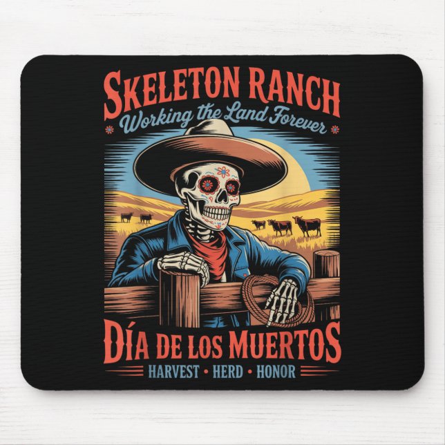 Mousepad Fazendeiro Cowboy Retro Dia Dos Mortos (Frente)