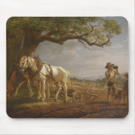 Mousepad Fazendeiros Descansados em Campo com Cavalos e Flo